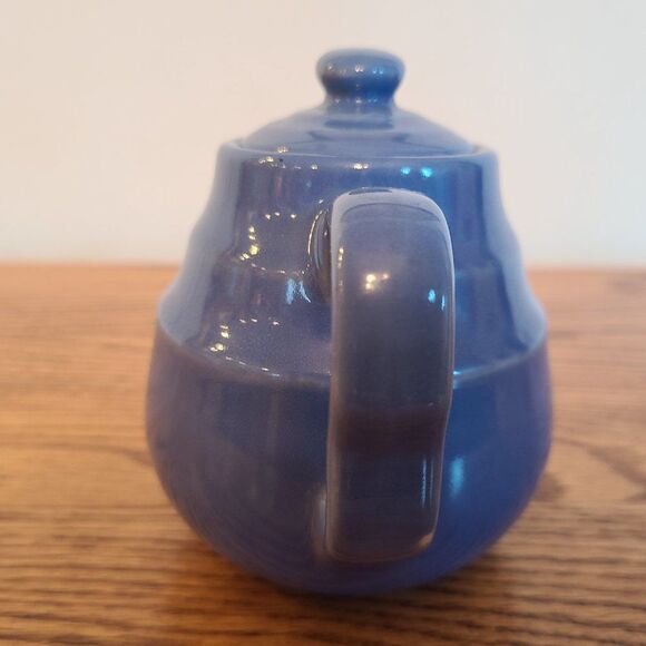 Blue Stoneware Teapot Vintage Made In U.S.A. 2 Cup Capacity - Picture 5 of 13